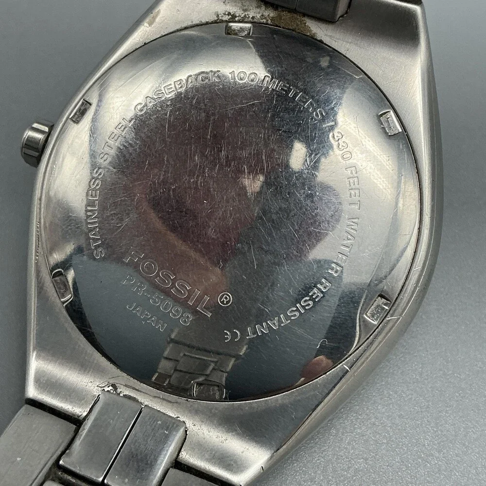 Fossil Volvo JR-5098 Mens Watch 39mm Black Dial Stainless Volvo New Battery 7.5